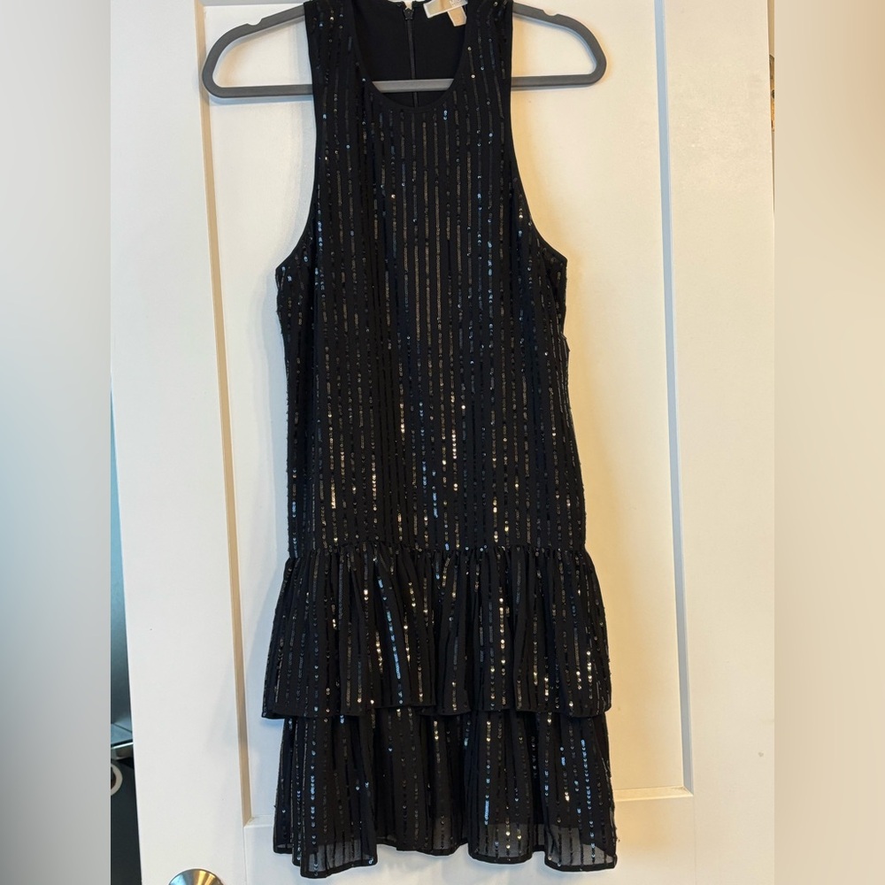 Michael by Michael Kors Black Halter Sheath Cocktail Dress